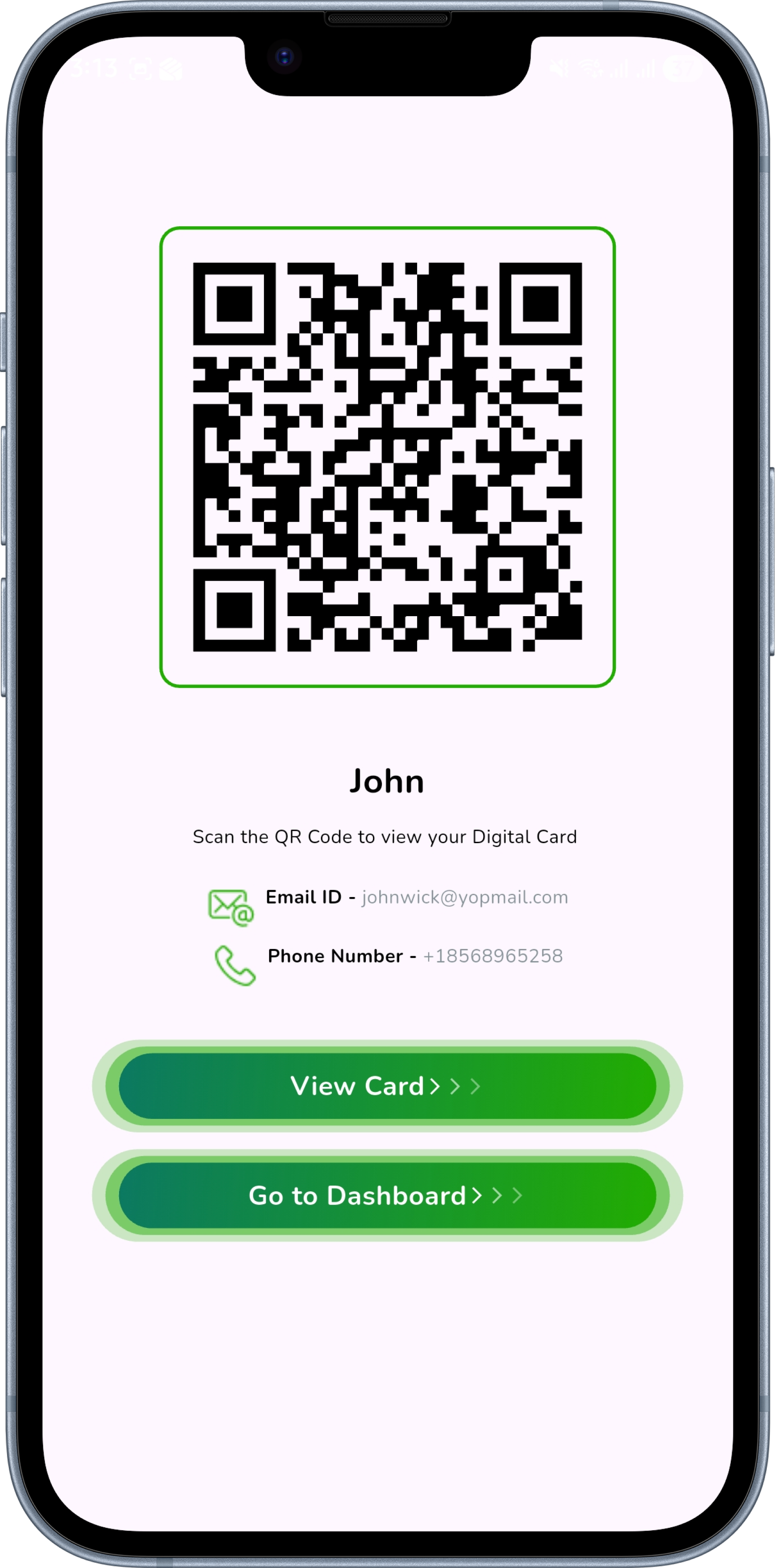 QR Code screen