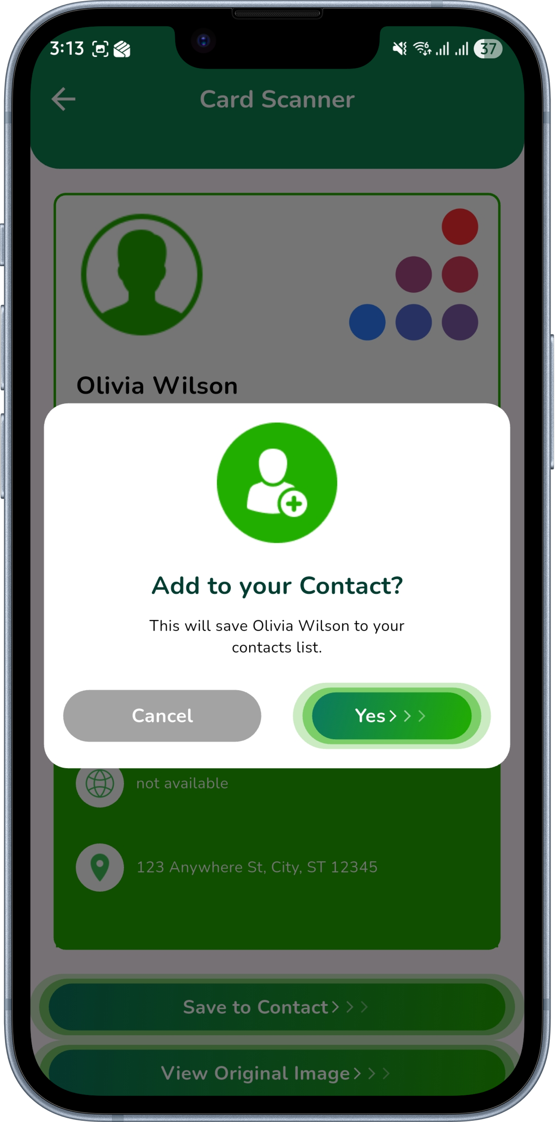 add to contact pop up