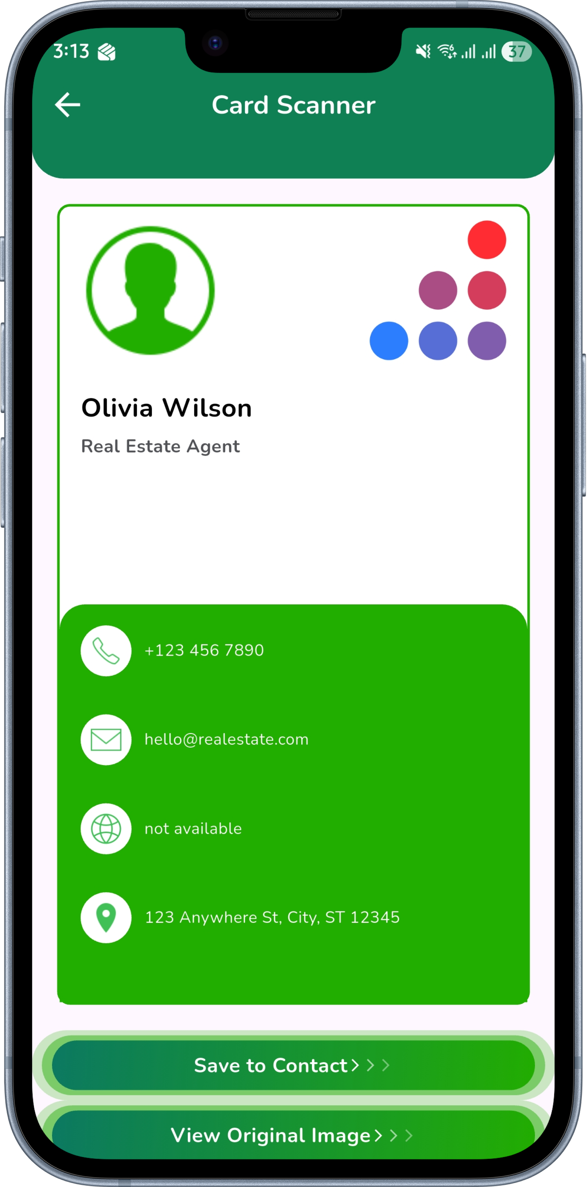 scanned card preview