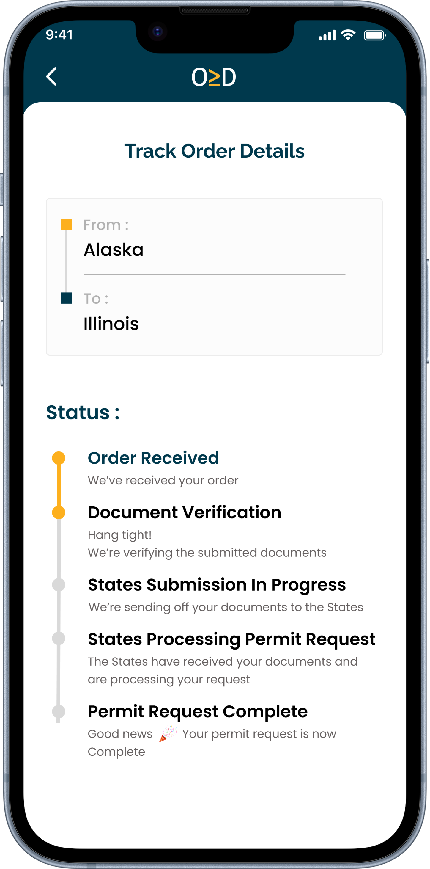 Track Orders Screen